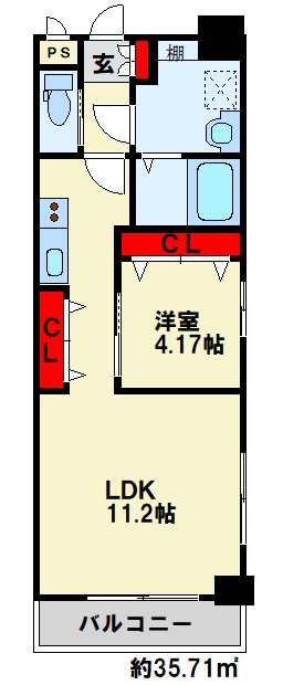 ERUZAGLANZ 黄金 1307号室 間取り