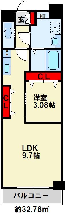 ERUZAGLANZ 黄金 1306号室 間取り