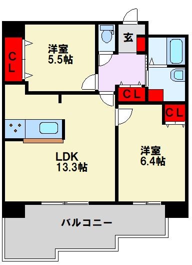 SESSION穴生 1002号室 間取り