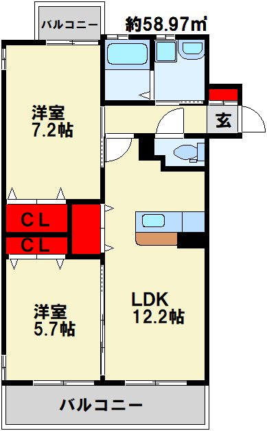 レジェンド砂津 901号室 間取り