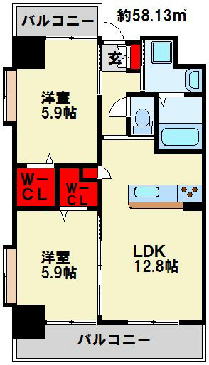 ウイングス三萩野 間取り図