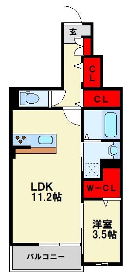 レガリア陣原A棟 103号室 間取り