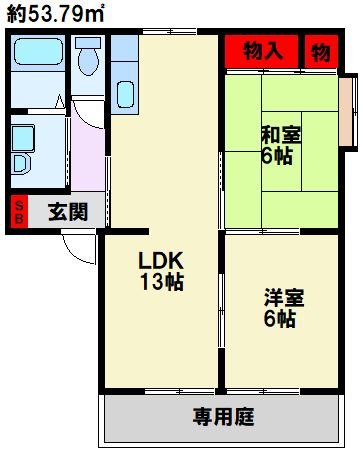 ベルクール B棟  102号室 間取り