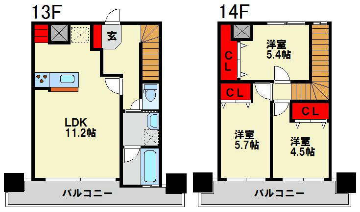 レジェンド砂津 1302号室 間取り
