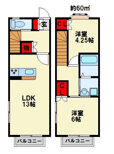 サングリーン君ヶ浜 206号室 間取り