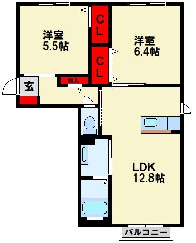 コモドヴィラ引野 A棟 間取り
