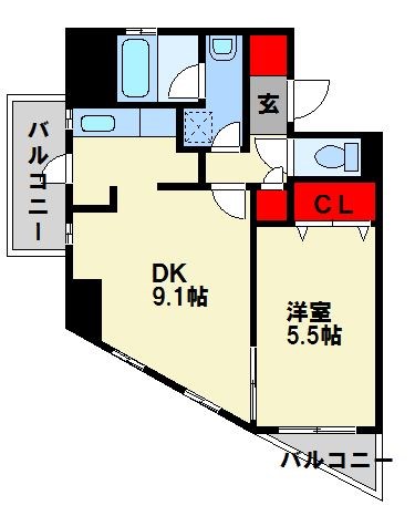 アネシス片野 401号室 間取り