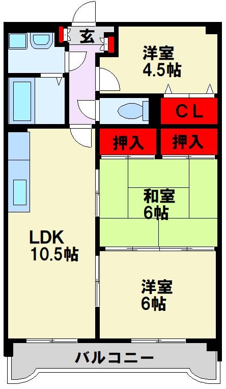 クレベール鷹の巣 503号室 間取り