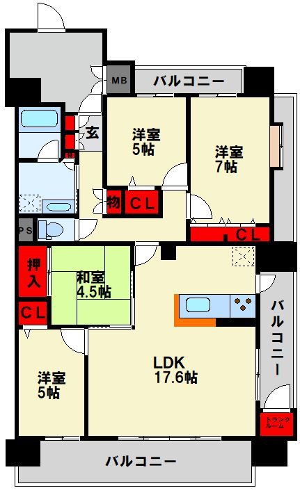 サンリヤン到津の森公園 間取り図
