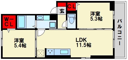 ルシオル鞘ヶ谷 203号室 間取り