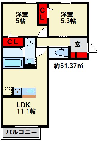 喜宝　Yukuhashi 間取り