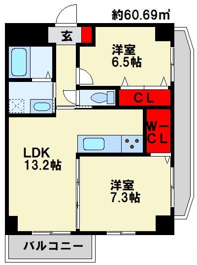 TGボナール浅川台 B棟 1001号室 間取り