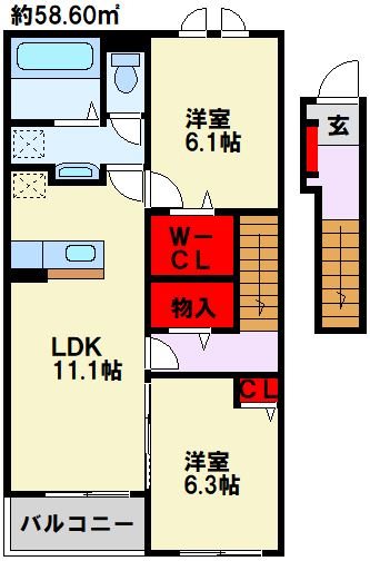 水巻ロイヤルパレス2号館  205号室 間取り