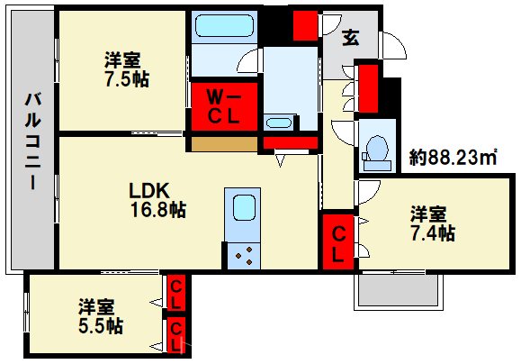 Heritage NAKAI Manoir  403号室 間取り