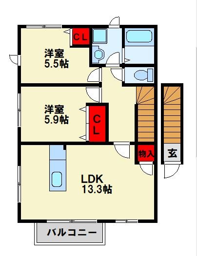 プチメゾン茶屋町公園 202号室 間取り