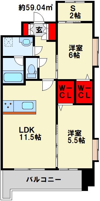 アクシオ三萩野Ⅱ 905号室 間取り