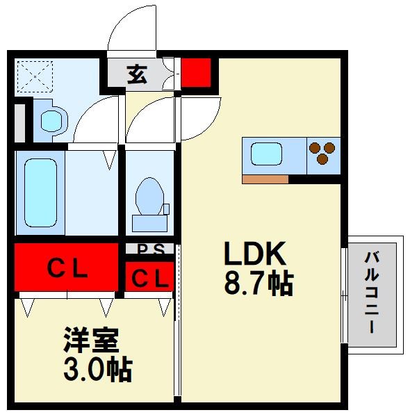 【★新築！即入居可能★】D-ROOM桜 本城 206号室 間取り