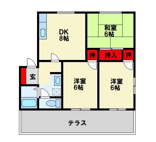 ドエル鴨生田 A棟 間取り図