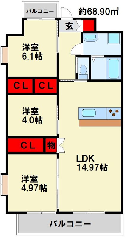 ギャラン二島 1006号室 間取り