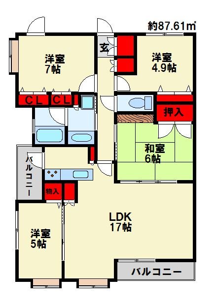 センチュリーナ中央 1001号室 間取り