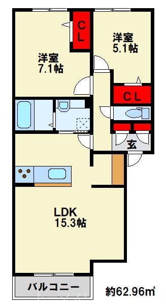 VILLA　TAKK　上到津 間取り