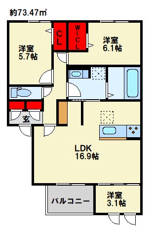 VILLA　TAKK　上到津 間取り
