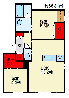 シャーメゾン上富野 201号室 間取り