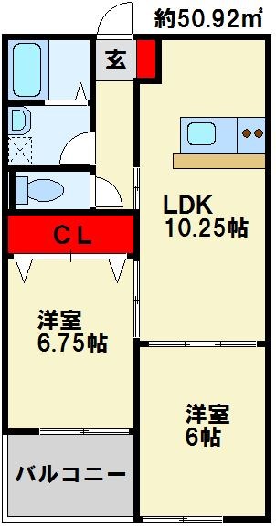 エルソル茶屋町  301号室 間取り