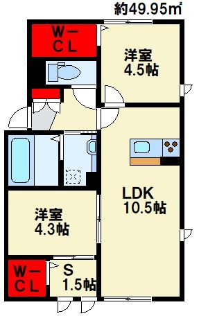 ロイヤルコート紬 B棟 103号室 間取り