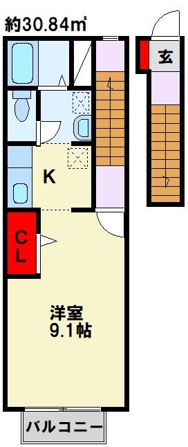 シャトレーヌⅡ 211号室 間取り