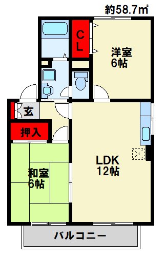 ハイカムール葛原 間取り図