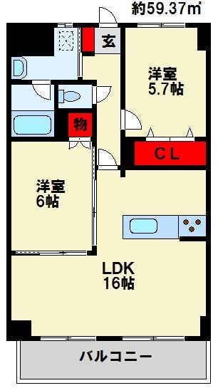 COMFORT SQUARE LUXE 1004号室 間取り