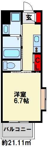 アミュゼ城野 808号室 間取り