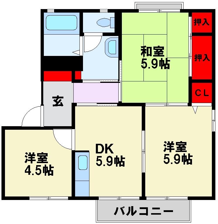 アクシス塔野　A棟 201号室 間取り