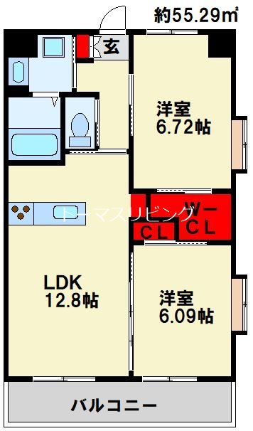 ウイングス三郎丸 707号室 間取り
