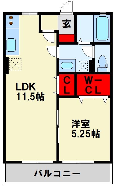 ヴァンソレーユ B棟  101号室 間取り