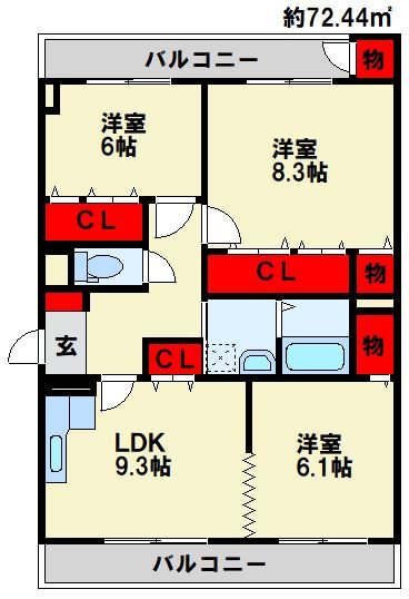 医生ヶ丘エストリル 303号室 間取り