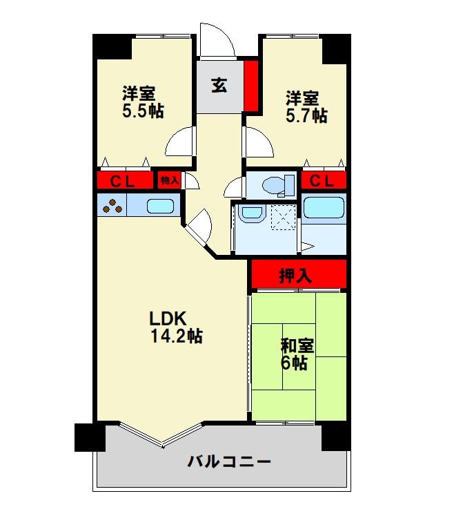 アーティックス到津 607号室 間取り