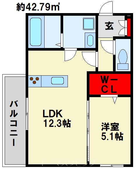 Hau`oli Residence(ﾊｳｵﾘﾚｼﾞﾃﾞﾝｽ) 105号室 間取り