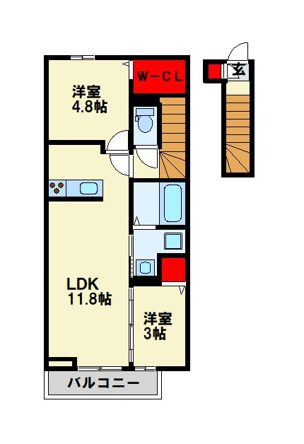 トレス古前 203号室 間取り