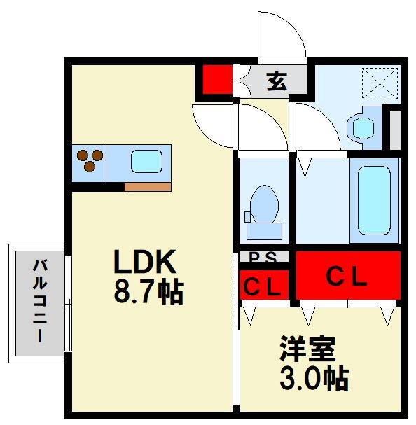 【★新築！即入居可能★】D-ROOM桜 本城 205号室 間取り