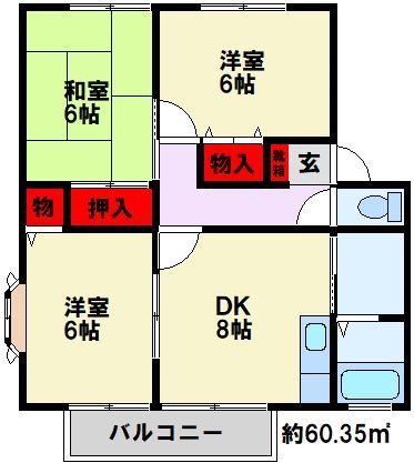 アザレア藤原 K棟  間取り図
