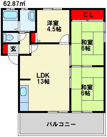 グリーンディアス　A棟  202号室 間取り
