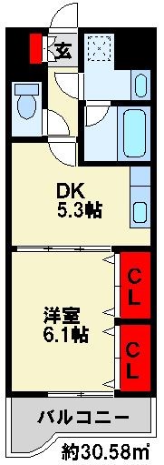 ニューシティアパートメンツ南小倉Ⅱ 805号室 間取り