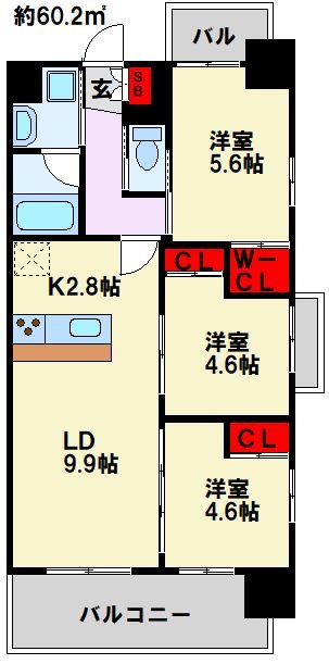 コンダクトレジデンスFUTAJIMA 601号室 間取り