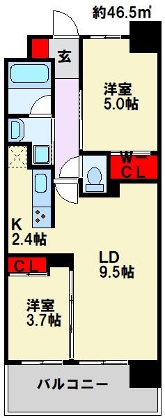 コンダクトレジデンスFUTAJIMA 202号室 間取り