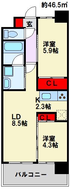 コンダクトレジデンスFUTAJIMA 506号室 間取り