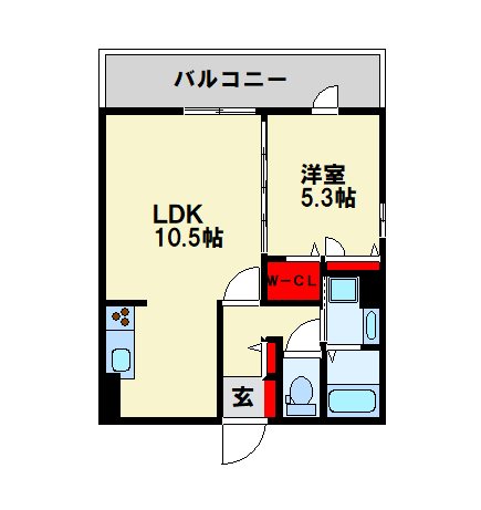 D-room浜町Ⅱ　B棟 205号室 間取り