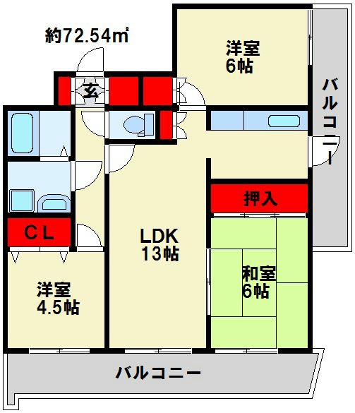 FARO戸畑駅前マンション 1301号室 間取り
