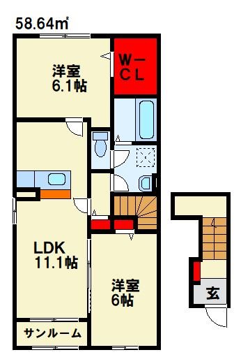 モンテピーノ池田 A棟 201号室 間取り